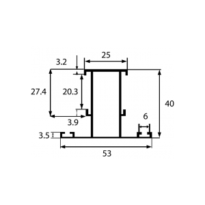 P400/07X 6,0м. Профиль импоста (30 м/п в упаковке)